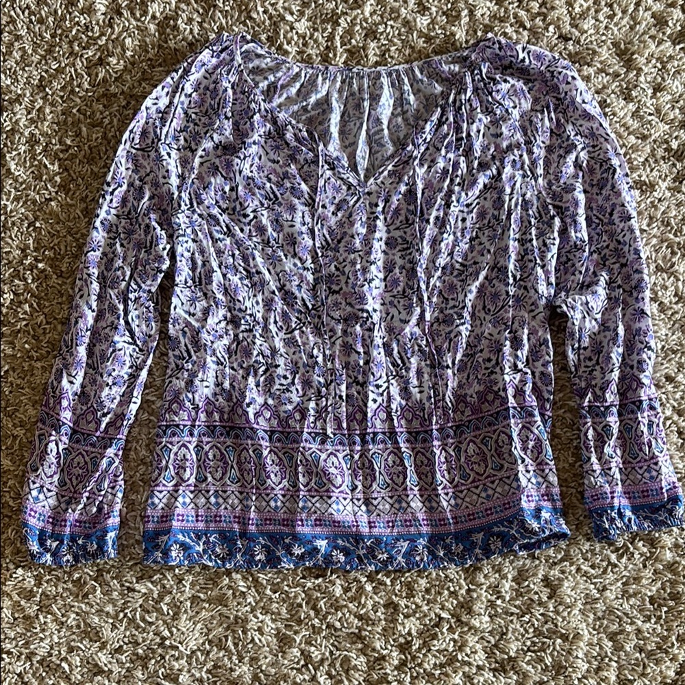Floral Purple and Blue Women's Top